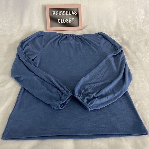 𝅺nwt Gap Blouse XS Blue Long Sleeve - Picture 6 of 6